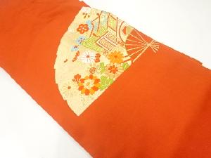 扇に御所車模様織出し名古屋帯